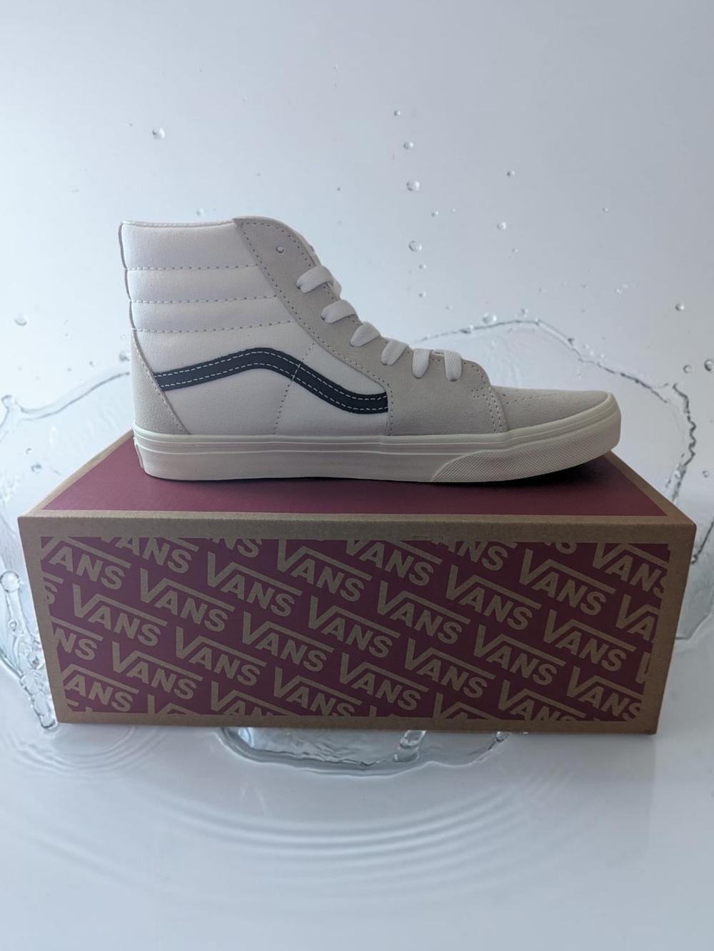 Vans SK8-HI Off The Wall High Top Sneakers Youth Size 6.5 White Black Suede